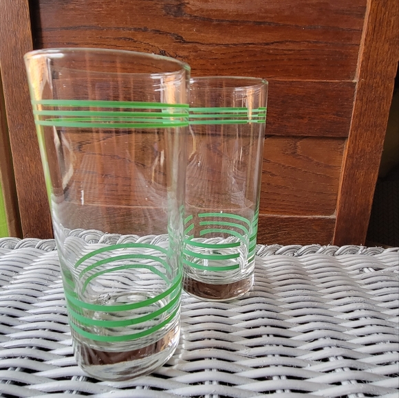 Vintage green striped glasses - Picture 2 of 7